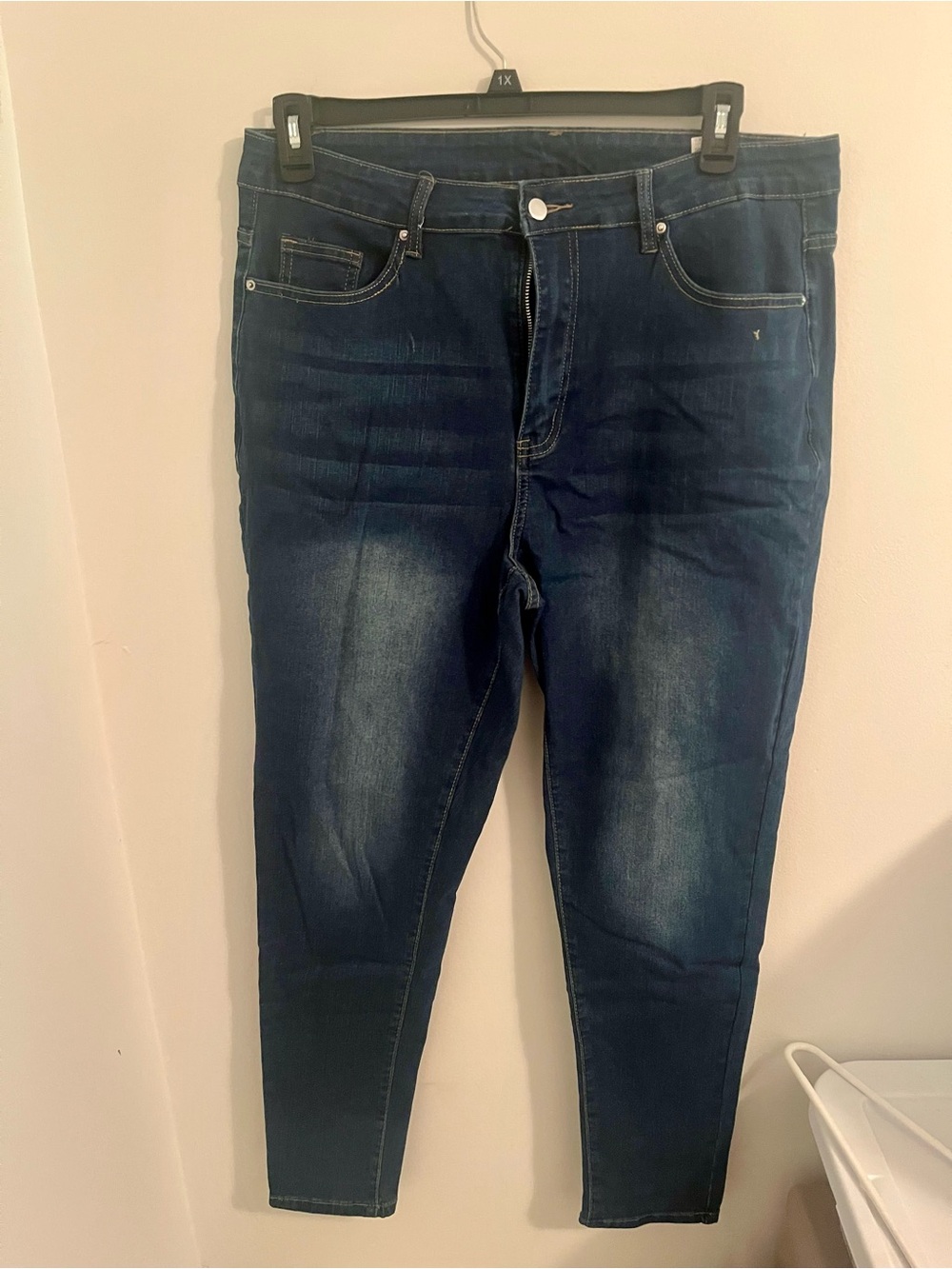 SHEIN Curve Dark Wash Skinny Jeans - Blue